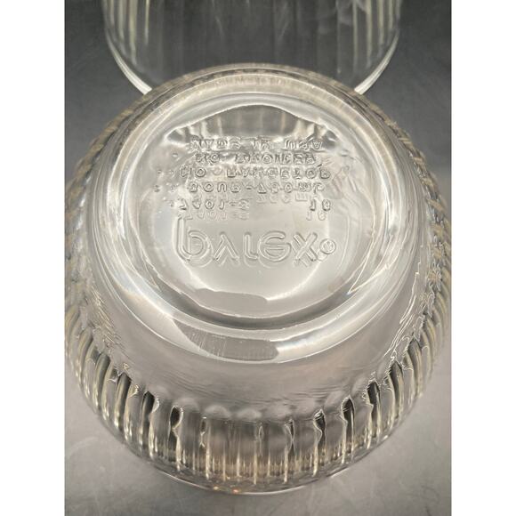 Pyrex Ribbed Three Cup Glass Clear Mixing Bowls (2) 7401-S MADE IN USA - Picture 2 of 9
